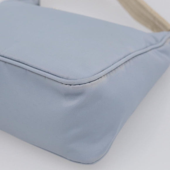 PRADA Accessory Pouch Nylon Light Blue Silver Auth 215692A
