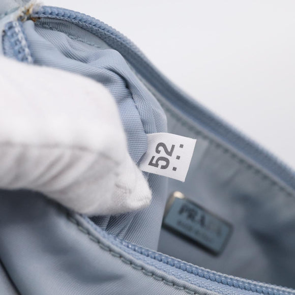 PRADA Accessory Pouch Nylon Light Blue Silver Auth 215692A