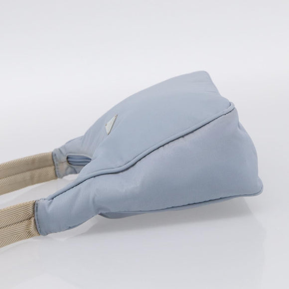 PRADA Accessory Pouch Nylon Light Blue Silver Auth 215692A
