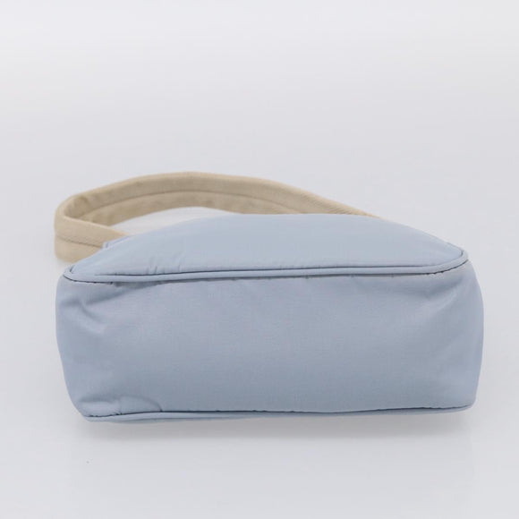 PRADA Accessory Pouch Nylon Light Blue Silver Auth 215692A
