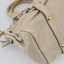 Miu Miu Vitellolux Hand Bag Leather 2way Beige Gold Auth 215697M-15