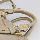 Miu Miu Vitellolux Hand Bag Leather 2way Beige Gold Auth 215697M-8