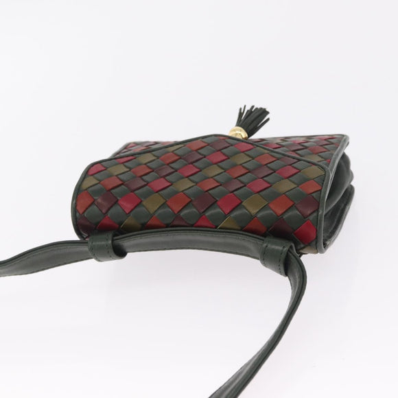 Bottega Veneta INTRECCIATO Waist Bag Leather Green Gold Auth 215702