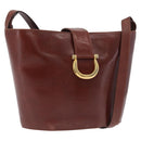 Salvatore Ferragamo Gancini Shoulder Bag Leather Brown Gold Auth 215708-1