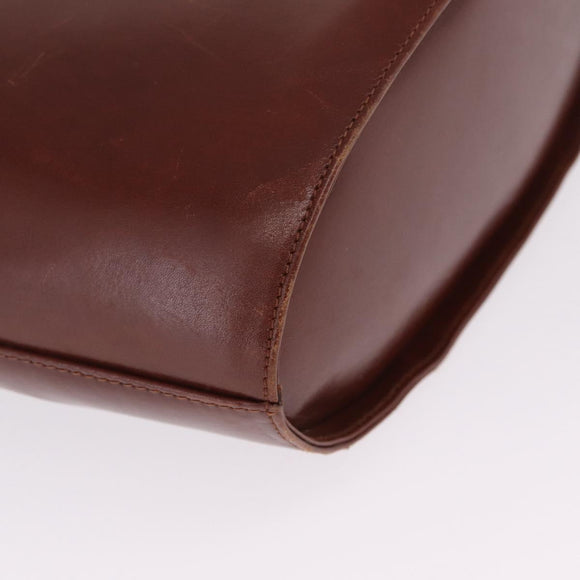 Salvatore Ferragamo Gancini Shoulder Bag Leather Brown Gold Auth 215708