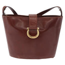 Salvatore Ferragamo Gancini Shoulder Bag Leather Brown Gold Auth 215708-2