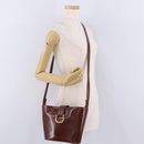 Salvatore Ferragamo Gancini Shoulder Bag Leather Brown Gold Auth 215708-24