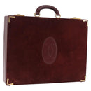 Cartier Must Line Trunk Suede Bordeaux Gold Auth 215715-1