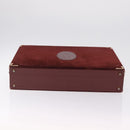 Cartier Must Line Trunk Suede Bordeaux Gold Auth 215715-10