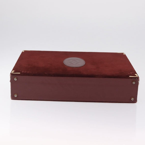 Cartier Must Line Trunk Suede Bordeaux Gold Auth 215715