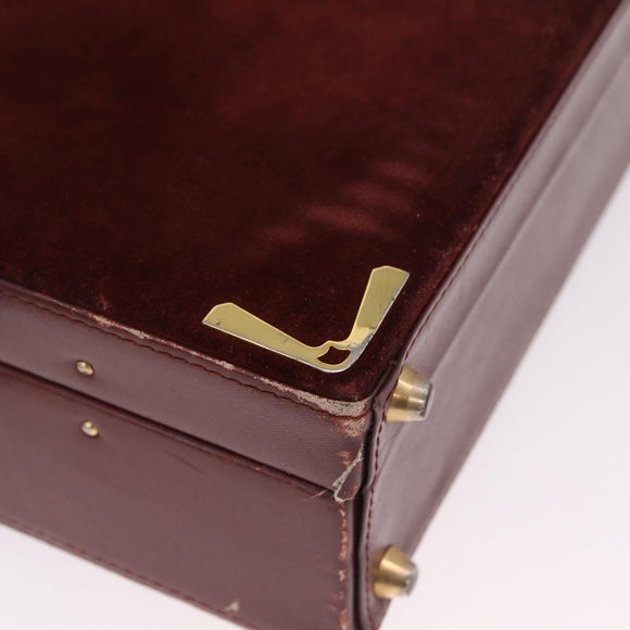 Cartier Must Line Trunk Suede Bordeaux Gold Auth 215715