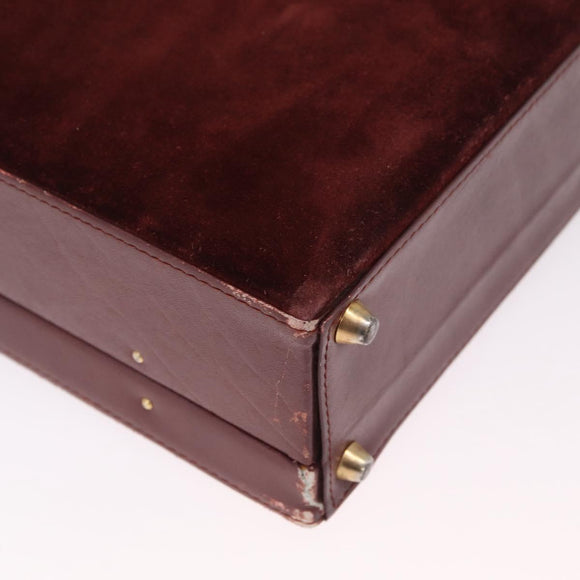 Cartier Must Line Trunk Suede Bordeaux Gold Auth 215715