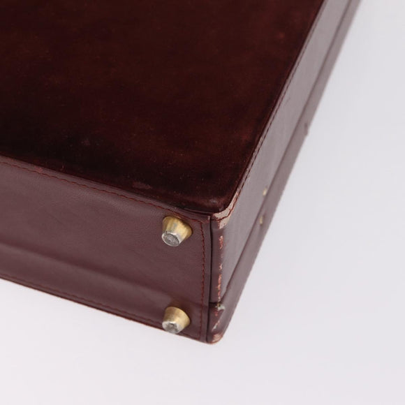 Cartier Must Line Trunk Suede Bordeaux Gold Auth 215715