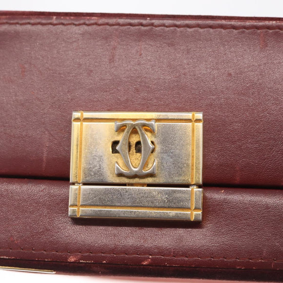 Cartier Must Line Trunk Suede Bordeaux Gold Auth 215715