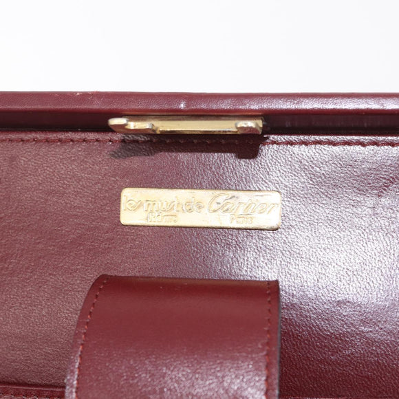 Cartier Must Line Trunk Suede Bordeaux Gold Auth 215715