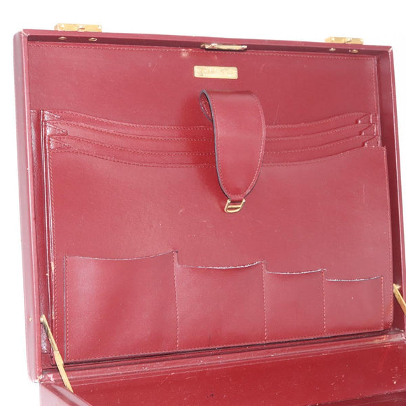 Cartier Must Line Trunk Suede Bordeaux Gold Auth 215715