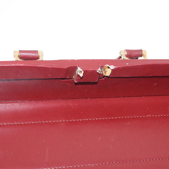 Cartier Must Line Trunk Suede Bordeaux Gold Auth 215715