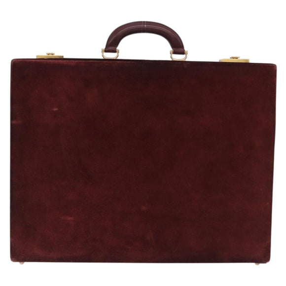 Cartier Must Line Trunk Suede Bordeaux Gold Auth 215715