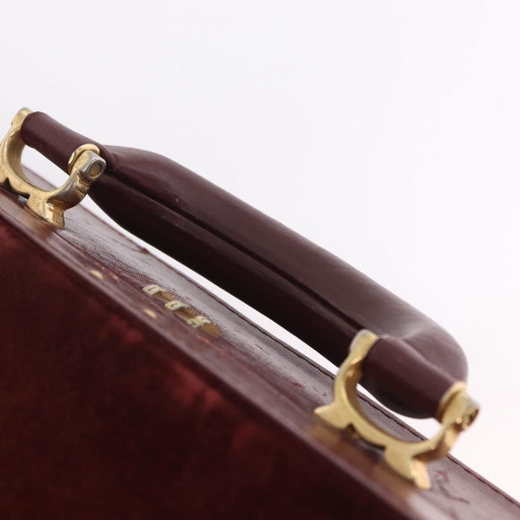 Cartier Must Line Trunk Suede Bordeaux Gold Auth 215715