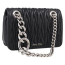 Miu Miu Matelasse Chain Shoulder Bag Leather Black Silver Auth 215716V-1