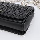 Miu Miu Matelasse Chain Shoulder Bag Leather Black Silver Auth 215716V-10