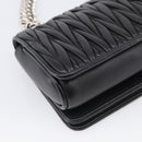 Miu Miu Matelasse Chain Shoulder Bag Leather Black Silver Auth 215716V-13