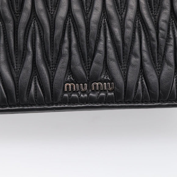 Miu Miu Matelasse Chain Shoulder Bag Leather Black Silver Auth 215716V
