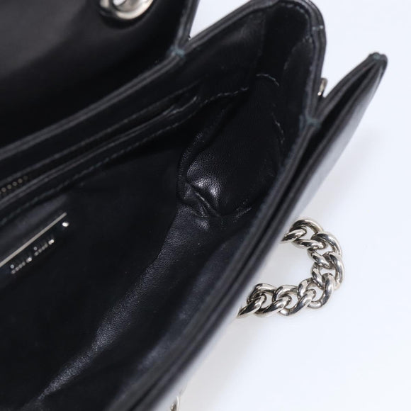 Miu Miu Matelasse Chain Shoulder Bag Leather Black Silver Auth 215716V