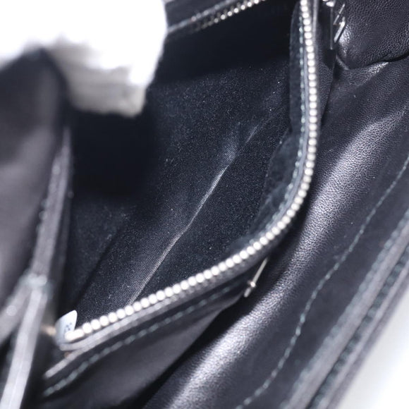 Miu Miu Matelasse Chain Shoulder Bag Leather Black Silver Auth 215716V