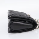 Miu Miu Matelasse Chain Shoulder Bag Leather Black Silver Auth 215716V-5