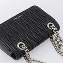 Miu Miu Matelasse Chain Shoulder Bag Leather Black Silver Auth 215716V-6