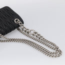 Miu Miu Matelasse Chain Shoulder Bag Leather Black Silver Auth 215716V-7