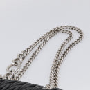 Miu Miu Matelasse Chain Shoulder Bag Leather Black Silver Auth 215716V-8