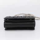 Miu Miu Matelasse Chain Shoulder Bag Leather Black Silver Auth 215716V-9