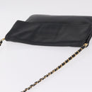 CELINE Chain Shoulder Bag Leather Black Gold Auth 215750-6