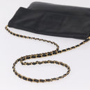 CELINE Chain Shoulder Bag Leather Black Gold Auth 215750-7