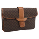 CELINE Macadam Chain Shoulder Bag PVC Brown Gold Auth 215751-1