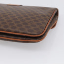 CELINE Macadam Chain Shoulder Bag PVC Brown Gold Auth 215751-10