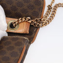 CELINE Macadam Chain Shoulder Bag PVC Brown Gold Auth 215751-15