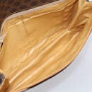 CELINE Macadam Chain Shoulder Bag PVC Brown Gold Auth 215751-17