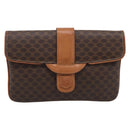 CELINE Macadam Chain Shoulder Bag PVC Brown Gold Auth 215751-2