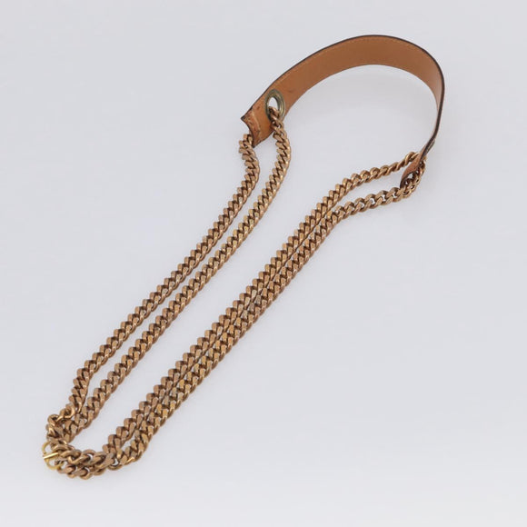 CELINE Macadam Chain Shoulder Bag PVC Brown Gold Auth 215751