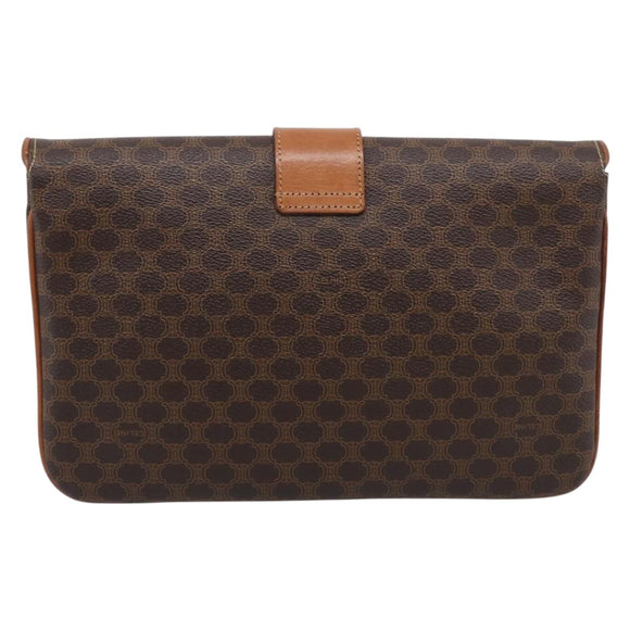 CELINE Macadam Chain Shoulder Bag PVC Brown Gold Auth 215751