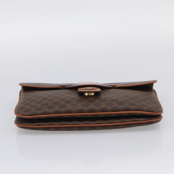 CELINE Macadam Chain Shoulder Bag PVC Brown Gold Auth 215751