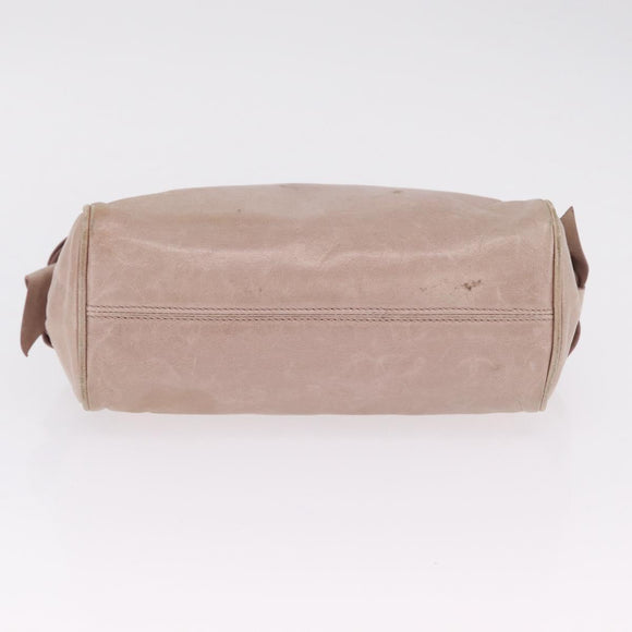 Miu Miu Vittero Shoulder Bag Leather Beige Gold Auth 215807