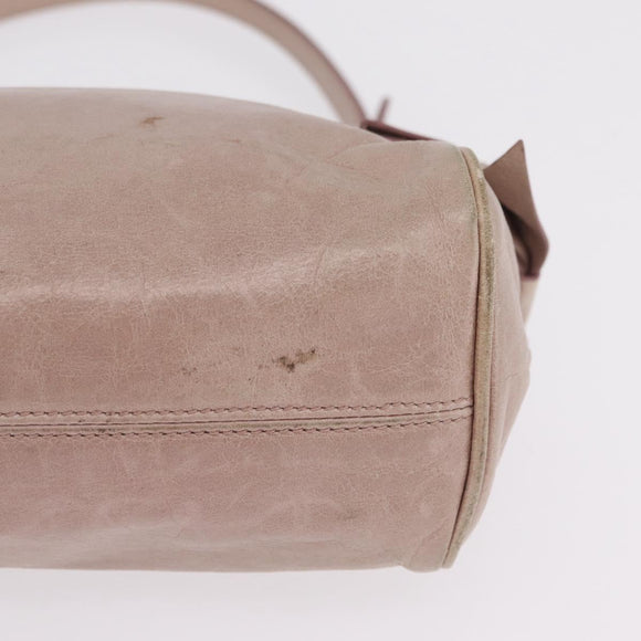 Miu Miu Vittero Shoulder Bag Leather Beige Gold Auth 215807
