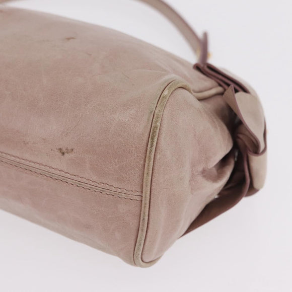 Miu Miu Vittero Shoulder Bag Leather Beige Gold Auth 215807
