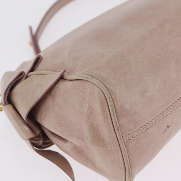 Miu Miu Vittero Shoulder Bag Leather Beige Gold Auth 215807