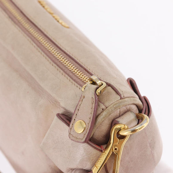 Miu Miu Vittero Shoulder Bag Leather Beige Gold Auth 215807