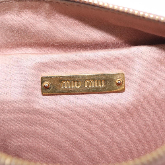 Miu Miu Vittero Shoulder Bag Leather Beige Gold Auth 215807
